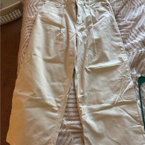 Banana Republic Wide Leg Crop Pants in Cream